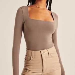 NEW Abercrombie and Fitch Long Sleeve Brown Bodysuit